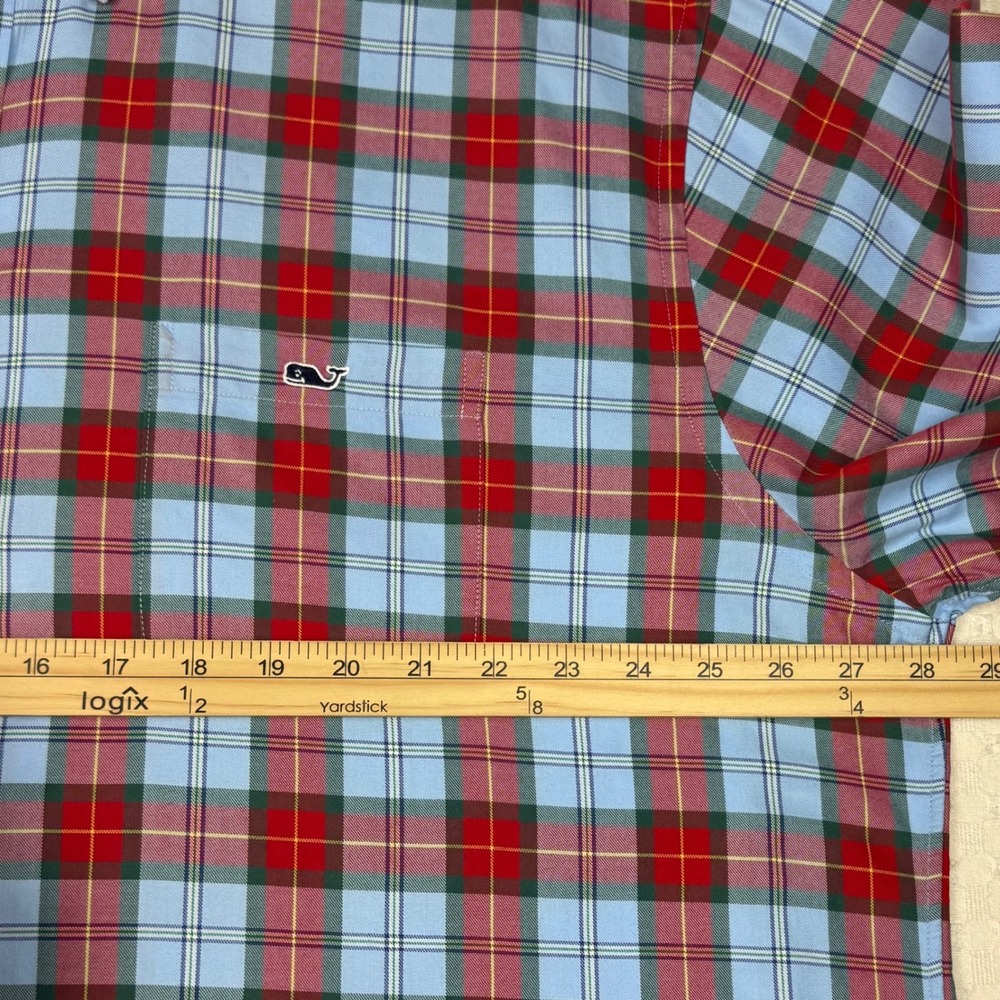 Vineyard Vines Shep & Ian Classic Fit Tucker Shirt Mens XXL Red Blue Plaid Whale - Picture 6 of 9